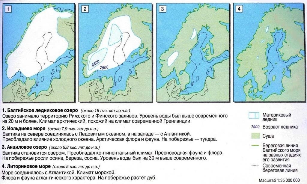 Схема отступления ледника на Балтике