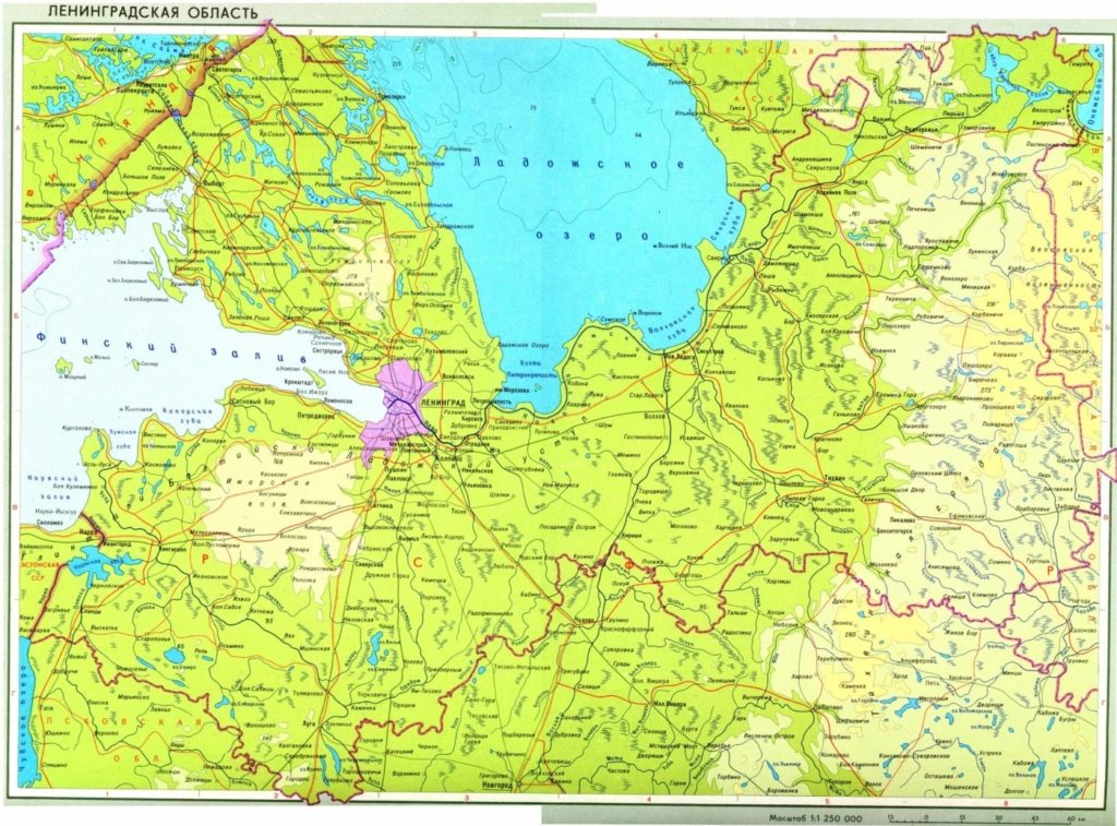 Карта Ленинградской области.